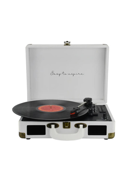 Prixton VC400 Tocadiscos Maletín con Grabación a USB, y Salids Aux y RCA Blanco