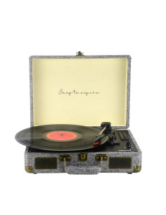 Prixton VC400 Tocadiscos Maletín con Grabación a USB, y Salids Aux y RCA Gris