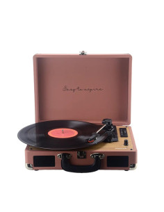Prixton VC400 Tocadiscos Maletín con Grabación a USB, y Salids Aux y RCA Mocha