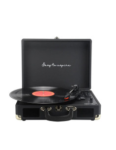 Prixton VC400 Tocadiscos Maletín con Grabación a USB, y Salids Aux y RCA Negro