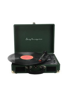 Prixton VC400 Tocadiscos Maletín con Grabación a USB, y Salids Aux y RCA Verde