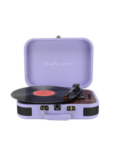 Prixton VC600 Tocadiscos con Grabación a USB, Radio FM y Salidas AUX y RCA Lila