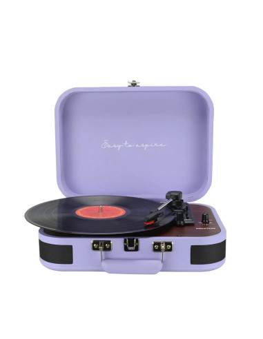 Prixton VC600 Tocadiscos con Grabación a USB, Radio FM y Salidas AUX y RCA Lila