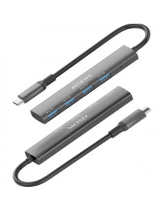 AISENS Hub USB 3.1 USB-C, USB-C/M-4x Tipo A/H, Gris, 15cm