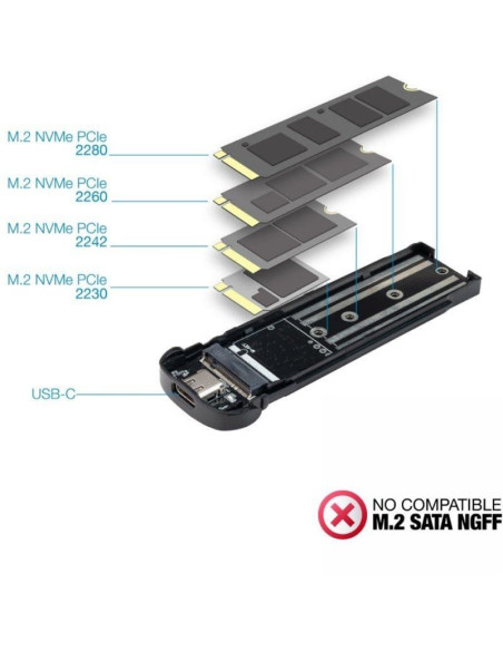 CAJA EXTERNA TOOQ ALUMINIO SSD M.2 NVME USB 3.1 RED