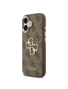 FUNDA GUESS IPHONE 17 EFECTO PIEL Y LOGOTIPO MARRÓN