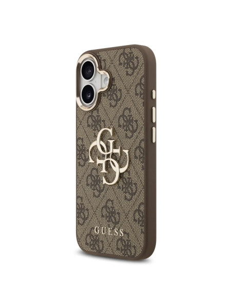 FUNDA GUESS IPHONE 17 EFECTO PIEL Y LOGOTIPO MARRÓN