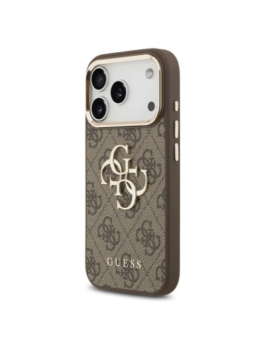 FUNDA GUESS IPHONE 17 PRO MAX MARRÓN EFECTO PIEL CON LOGO