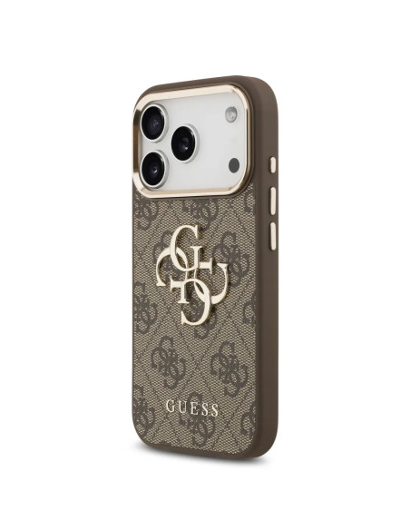 FUNDA GUESS IPHONE 17 PRO MAX MARRÓN EFECTO PIEL CON LOGO