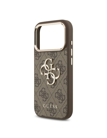 FUNDA GUESS IPHONE 17 PRO MAX MARRÓN EFECTO PIEL CON LOGO