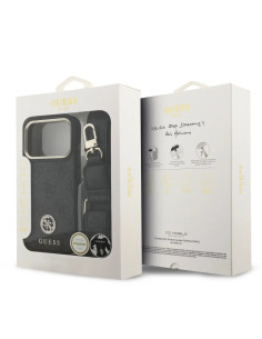FUNDA IPHONE 17 PRO EN POLIPIEL NEGRA CON LOGO Y CORREA ANCHA INCLUIDA 2