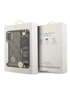 FUNDA IPHONE 17 EN POLIPIEL MARRÓN CON LOGO Y CORREA ANCHA INCLUIDA 2
