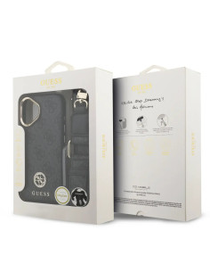 FUNDA IPHONE 17 EN POLIPIEL NEGRA CON LOGO Y CORREA ANCHA INCLUIDA 2