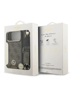 FUNDA IPHONE 17 PRO MAX EN POLIPIEL MARRÓN CON LOGO Y CORREA ANCHA 2