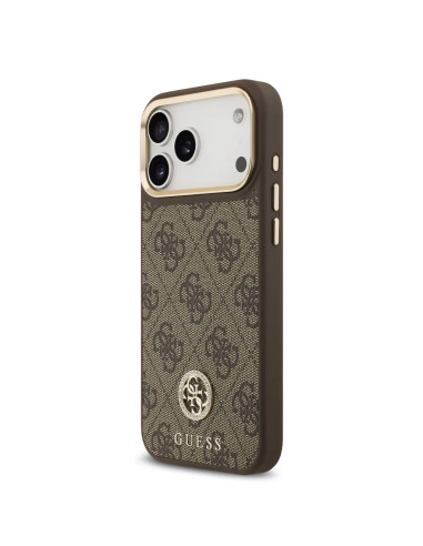 FUNDA IPHONE 17 PRO MAX EN POLIPIEL MARRÓN CON LOGO Y CORREA ANCHA