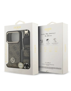 FUNDA IPHONE 17 PRO EN POLIPIEL MARRÓN CON LOGO Y CORREA ANCHA 2