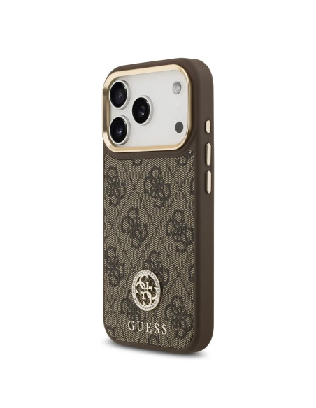 FUNDA IPHONE 17 PRO EN POLIPIEL MARRÓN CON LOGO Y CORREA ANCHA