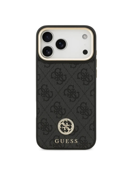 FUNDA IPHONE 17 PRO MAX EN POLIPIEL NEGRA CON LOGO Y CORREA ANCHA