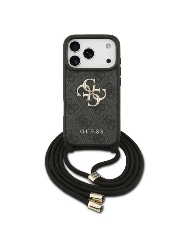 FUNDA IPHONE 17 PRO CON CORDÓN EFECTO PIEL Y LOGOTIPO NEGRO