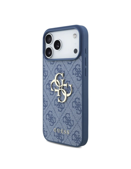 FUNDA GUESS IPHONE 17 PRO MAX CON CORREA DE PERLAS, EFECTO PIEL Y LOGOTIPO AZUL