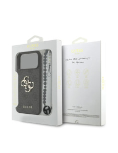 FUNDA GUESS IPHONE 17 PRO MAX CON CORREA DE PERLAS, EFECTO PIEL Y LOGOTIPO NEGRA 2