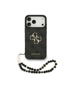 FUNDA GUESS IPHONE 17 PRO MAX CON CORREA DE PERLAS, EFECTO PIEL Y LOGOTIPO NEGRA
