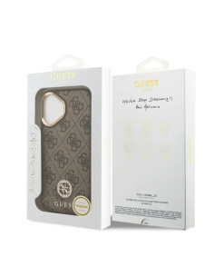 FUNDA GUESS IPHONE 17 CON MAGSAFE EN POLIPIEL MARRÓN Y LOGO 2