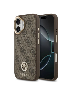 FUNDA GUESS IPHONE 17 CON MAGSAFE EN POLIPIEL MARRÓN Y LOGO