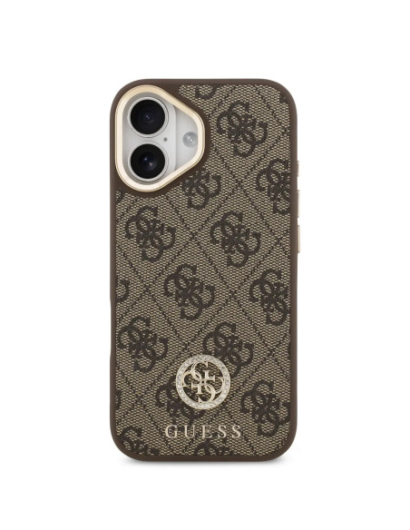 FUNDA GUESS IPHONE 17 CON MAGSAFE EN POLIPIEL MARRÓN Y LOGO