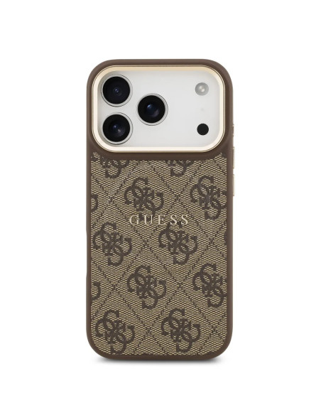 FUNDA GUESS IPHONE 17 PRO EN POLIPIEL MARRÓN CON MAGSAFE Y LOGO