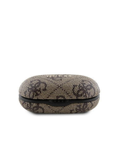 AURICULARES TWS ENC GUESS CON ACABO DE POLIPIEL Y LOGOTIPO METALICO MARRÓN