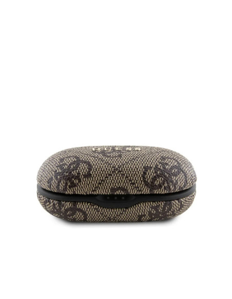 AURICULARES TWS ENC GUESS CON ACABO DE POLIPIEL Y LOGOTIPO METALICO MARRÓN