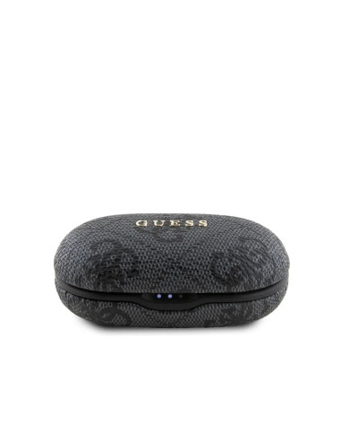 AURICULARES TWS ENC GUESS CON ACABO DE POLIPIEL Y LOGOTIPO METALICO NEGRO