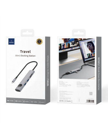 HUB USB-C 8 EN 1 CON HDMI, PD 10W, 2 USB-A, 2 USB-C, TF Y SD