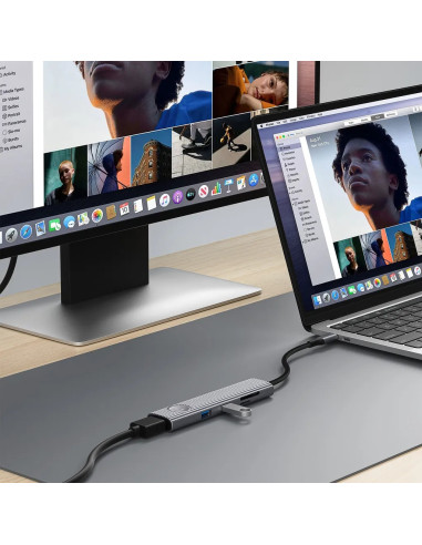 HUB USB-C 8 EN 1 CON HDMI, PD 10W, 2 USB-A, 2 USB-C, TF Y SD