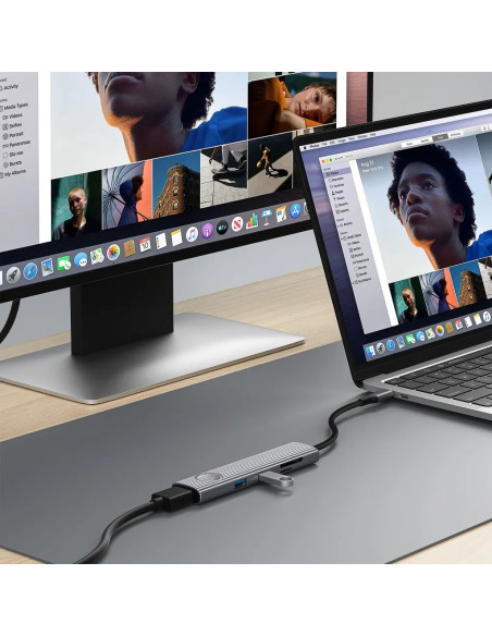 HUB USB-C 8 EN 1 CON HDMI, PD 10W, 2 USB-A, 2 USB-C, TF Y SD