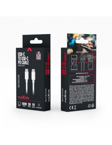 CABLE TIPO C A TIPO C 100W 2M BLANCO MAXLIFE
