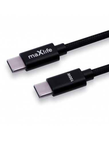 CABLE TRENZADO TIPO C A TIPO C 100W 1M NEGRO MAXLIFE