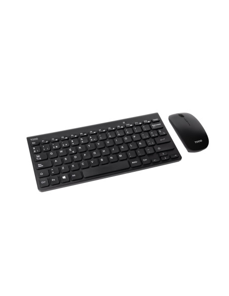 TooQ Teclado compacto + Ratón slim inalámbrico, Negro