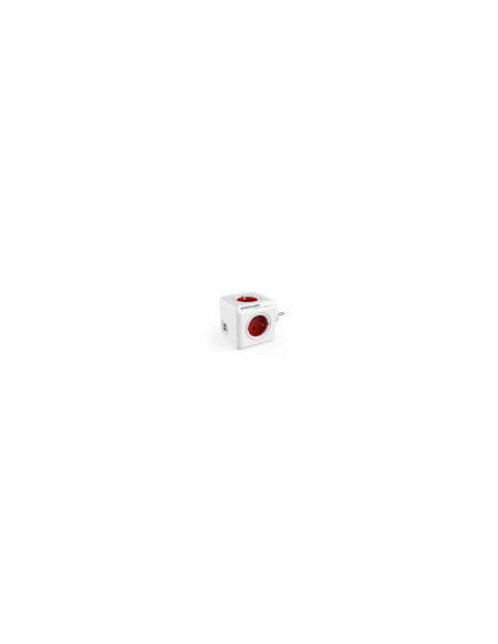 Allocacoc PowerCube Original USB Type E base múltiple 4 salidas AC Interior Rojo