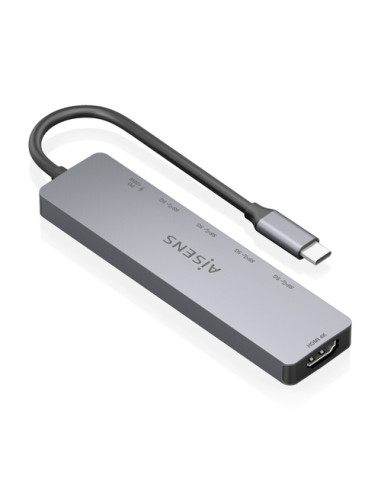 AISENS USB-C Dock 6 en 1, USB-C a 1xHDMI, 4xUSB-A, 1xUSB-C PD 100W,
