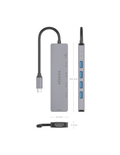 AISENS USB-C Dock 6 en 1, USB-C a 1xHDMI, 4xUSB-A, 1xUSB-C PD 100W, 2