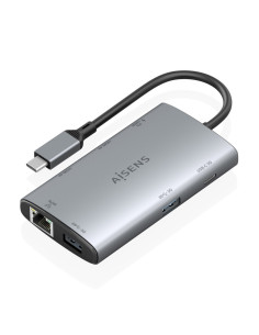 AISENS USB-C Dock 7 en 1, USB-C a 2xHDMI 4K, 1xRJ45, 2xUSB-A USB3.0,