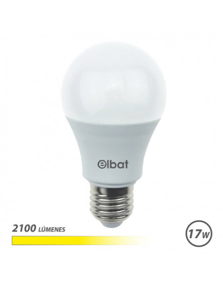 BOMBILLA LED A65 | 17W | 2100LM | E27 | LUZ CALIDA | ELBAT