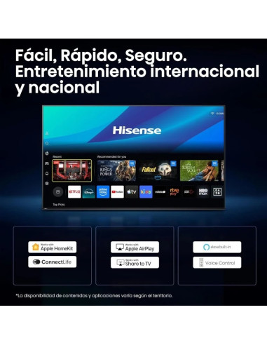 TELEVISOR HISENSE 65 QLED UHD 4K USB SMART TV VIDAA WIFI BLUETOOTH DOLBY ATMOS