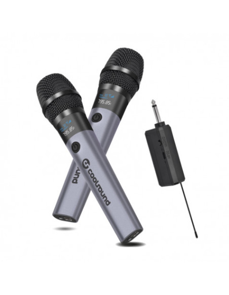 PACK 2 MICROFONOS INALÁMBRICOS UHF CON RECEPTOR Y BATERÍA COOLSOUND