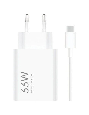 CARGADOR DE PARED XIAOMI COMBO 33W USB-A + CABLE WHITE