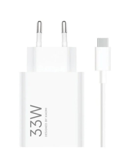CARGADOR DE PARED XIAOMI COMBO 33W USB-A + CABLE WHITE