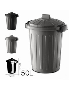 CUBO DE BASURA CON TAPA GRIS 50 LITROS OSKAR