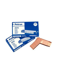 PACK 4 CAJAS GRAPAS 22/6 CAJA 1000 UNIDADES COBRE PETRUS